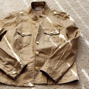 Chico’s Golden Spring Buttoned Cotton Denim Jacket